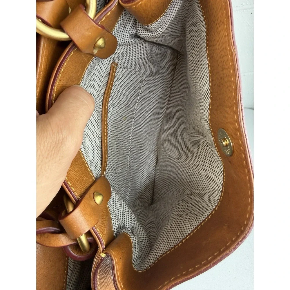 Dooney Bourke Florentine Leather Large Zip Barlow Satchel Handbag Purse Natural